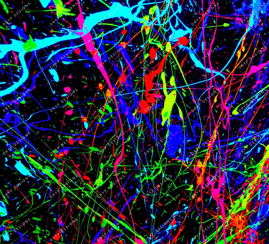 Neon Rainbow Paint Splatter Background Digital Paper Download - Etsy