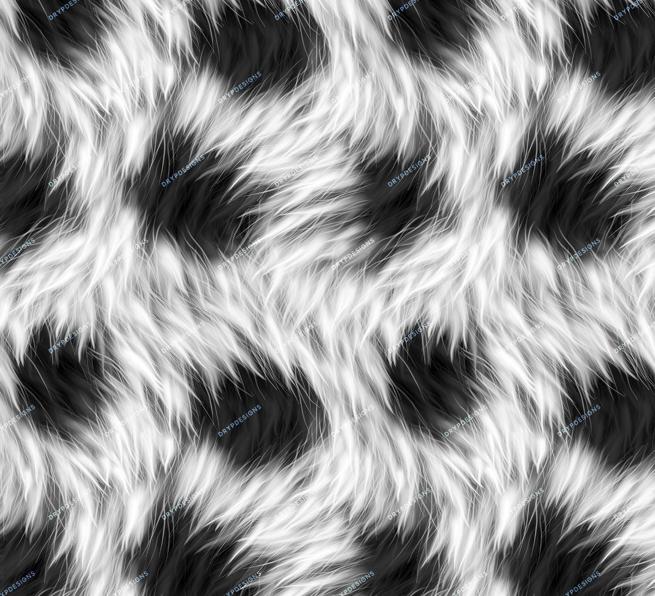 Black White Spotted Animal Fur Seamless Digital Paper Background