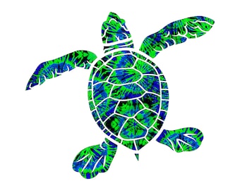 Blau + Grün Tiedye Meeresschildkröte PNG Grafik - Digital Download Datei