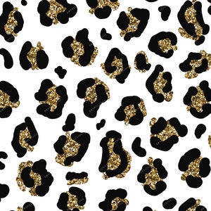 Black Gold Glitter Leopard Print PNG Seamless Leopard Pattern Overlay ...