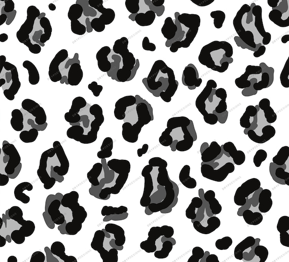 Black White Gray Leopard Print Seamless Pattern Leopard Etsy