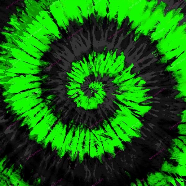 Black + Green Tiedye Digital Paper Background Texture - Lime Green Neon Tiedye PNG - Digital Download Files