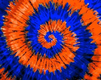 Blue + Orange Tiedye Swirl Digital Paper Background Texture - PNG Digital Download Files