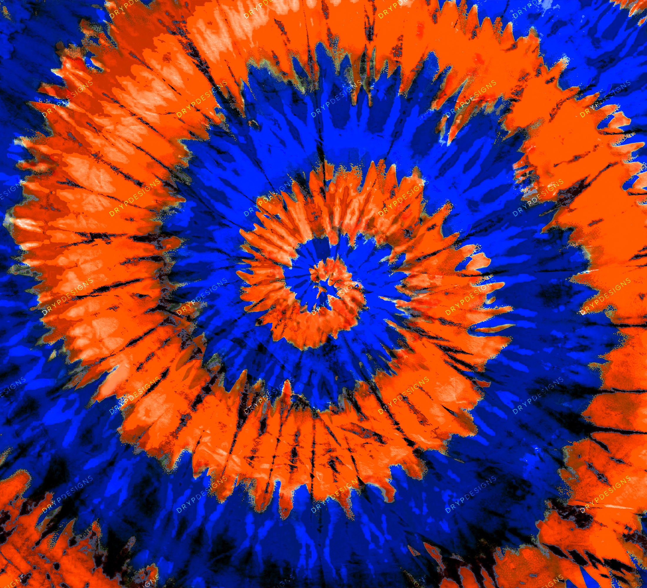 Blue Orange Tiedye Swirl Digital Paper Background Texture PNG