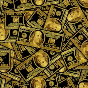 Nero + oro 100 banconote da un dollaro modello di sfondo senza soluzione di continuità - carta digitale in dollari di banconote USD - file di download digitale istantaneo