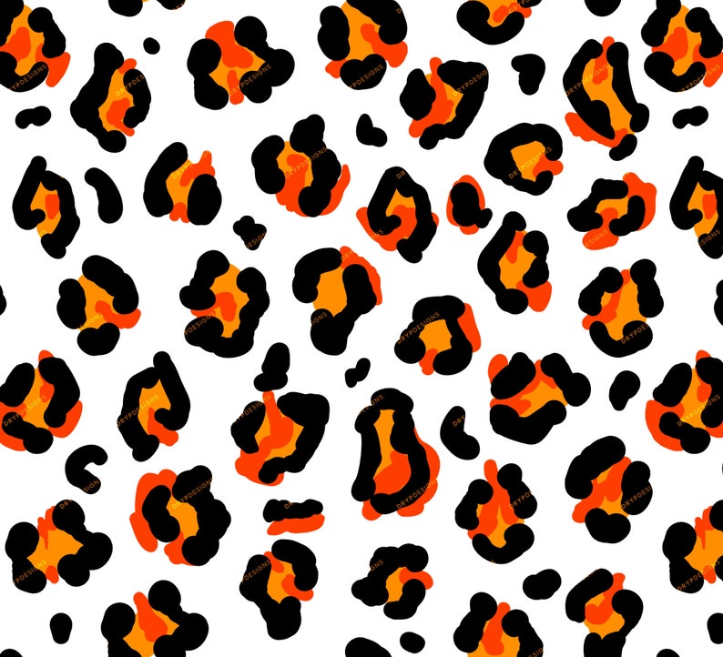 Orange + Black Leopard Print Seamless Pattern Overlay - Leopard Print ...