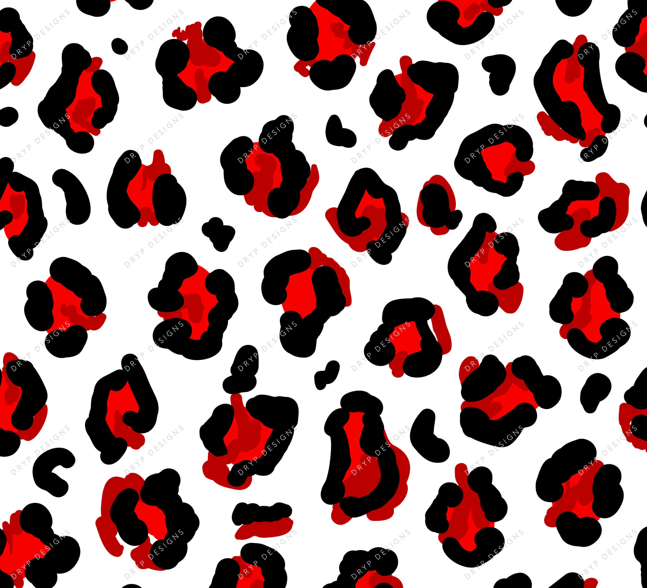 Black Red Leopard Print Seamless Pattern SVG PNG Digital Download