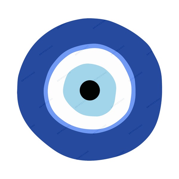 Greek Evil Eye Symbol SVG + PNG Graphic - Blue Evil Eye PNG - Transparent Digital Download File