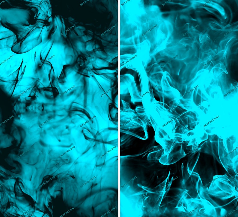 May include: Abstract digital art featuring swirling blue smoke on a black background.