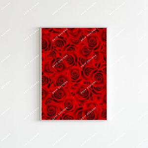Red Roses Digital Wall Art Printable - Instant Download