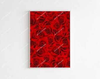 Red Roses Digital Wall Art Imprimible - Descarga instantánea