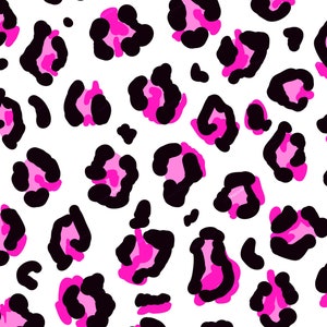 Pink Leopard Print PNG + SVG Seamless Pattern Overlay - Vibrant Pink Leopard Digital Paper - Transparent PNG Digital Download File