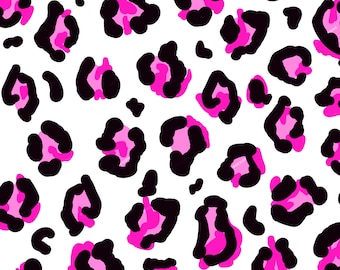 Pink Leopard Print PNG + SVG Seamless Pattern Overlay - Vibrant Pink Leopard Digital Paper - Transparent PNG Digital Download File