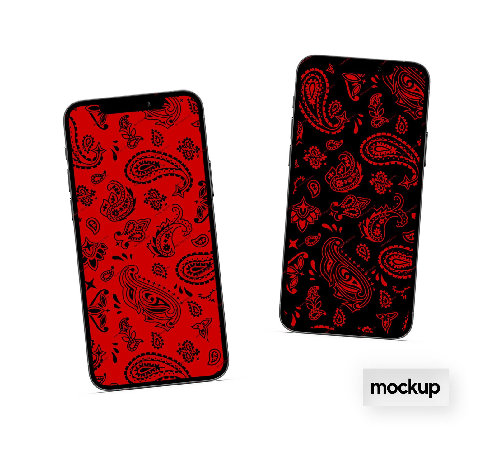 Red + Black Bandana Seamless Background Pattern - Classic Bold Paisley ...