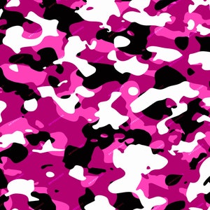 Deep Pink Camouflage Seamless Digital Paper Background Pattern - Vibrant Pink Camo PNG - Digital Download Files