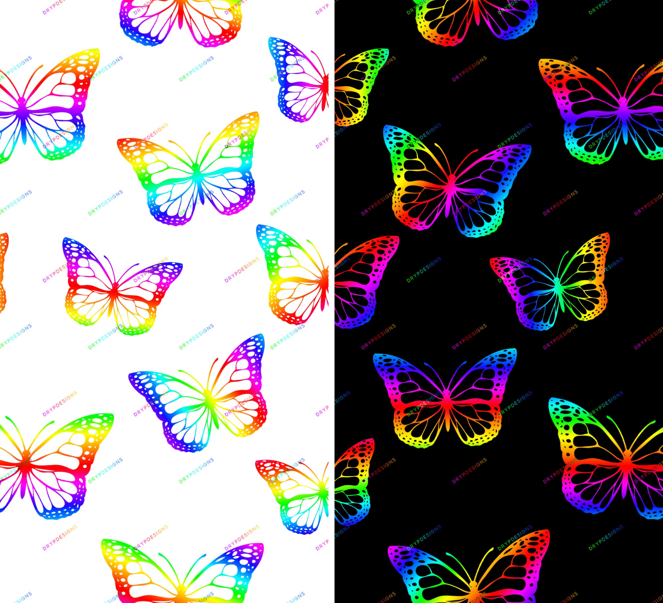 Rainbow Butterfly Seamless Digital Paper Background Pattern - Etsy