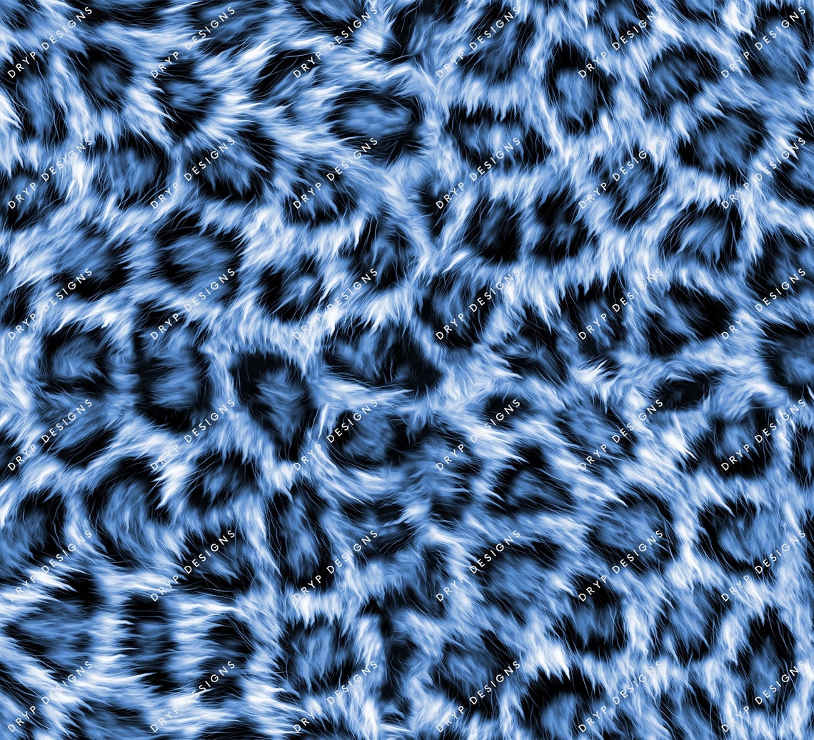 Blue Leopard Print Seamless Background Pattern Digital Paper | Etsy