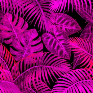 Rosa Neon Tropische Pflanzen Nahtlose Digitales Papier Hintergrundmuster - Fluoreszierende Blätter Wallpaper PNG Digital Download Files