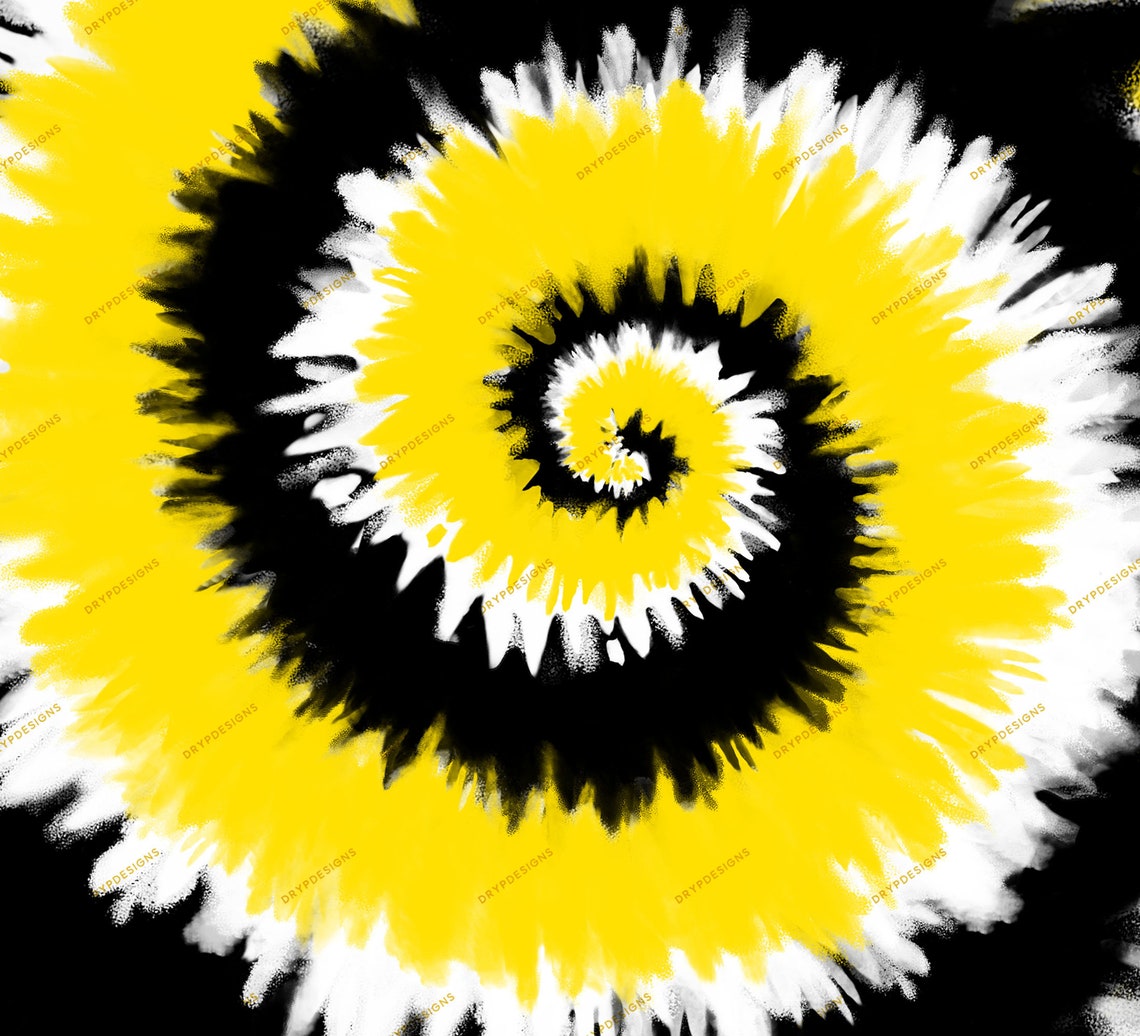 Yellow Black White Tiedye Swirl Digital Background Pattern - Etsy