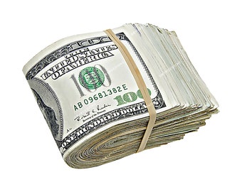 Banded Money Stack of Hundred Dollar Bills PNG Graphic - Transparent Digital Download File