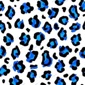 Nahtloser Blauer Leopard Print PNG + SVG Muster Overlay - Schwarz & Blau Gepard Print Digital Paper - Transparent PNG Digital Download Datei