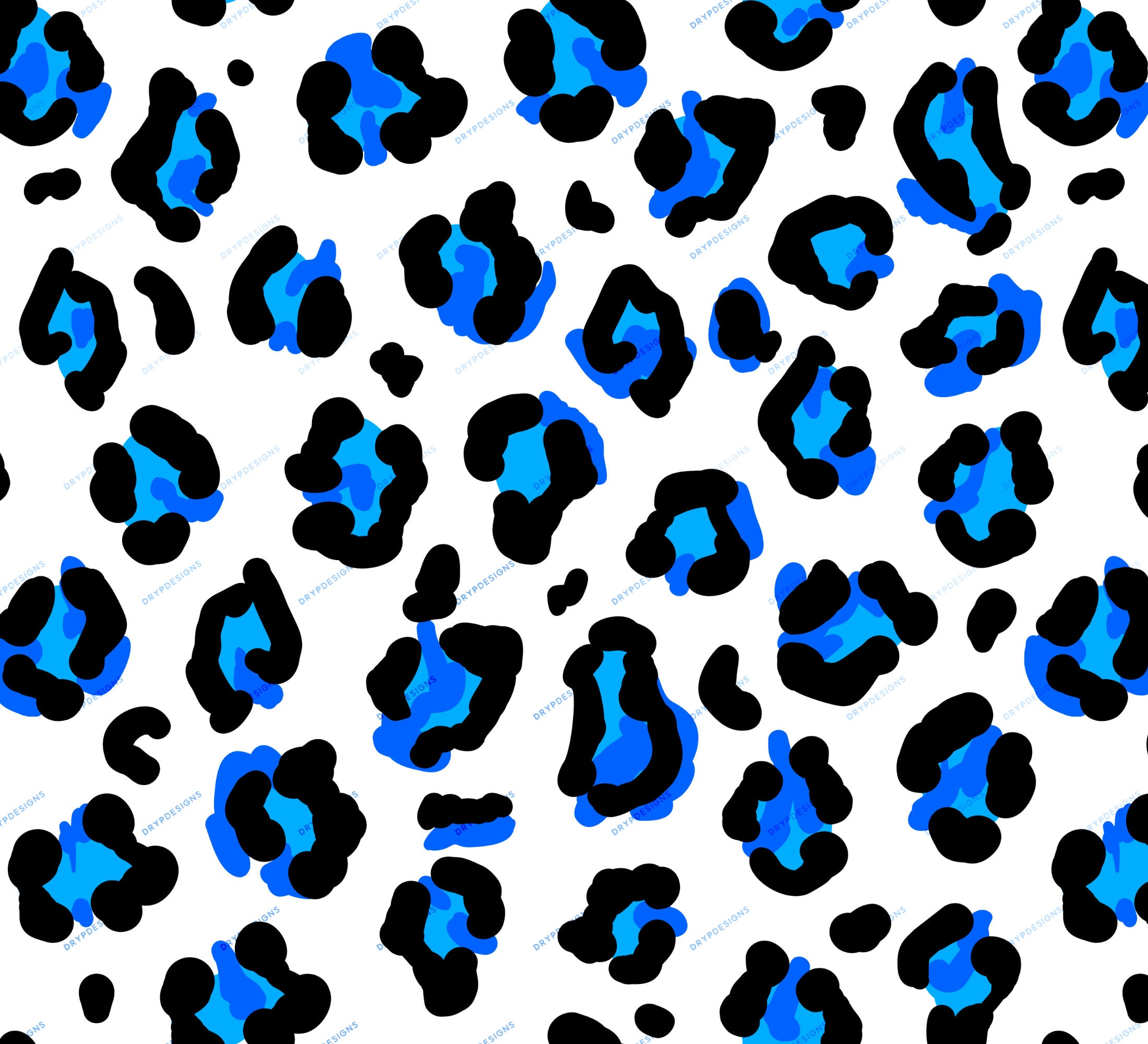 Seamless Blue Leopard Print PNG + SVG Pattern Overlay