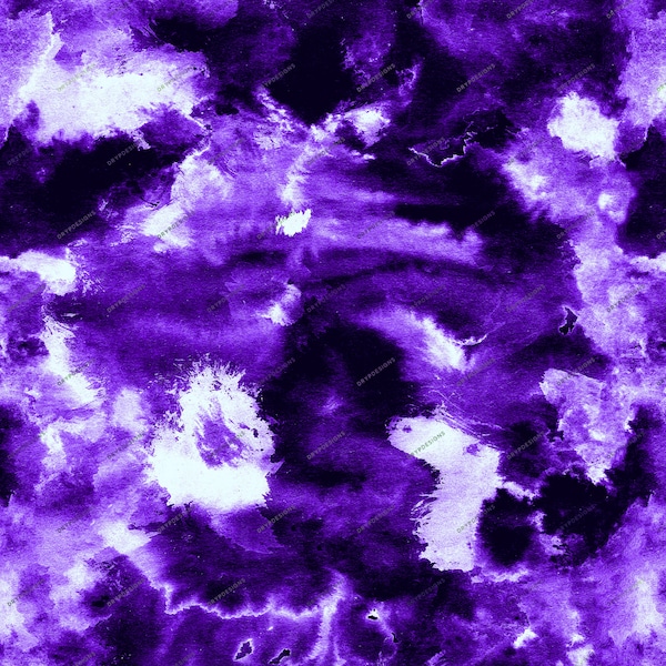 Purple + Black Seamless Watercolor Tiedye Digital Paper Background PNG - Digital Download Files