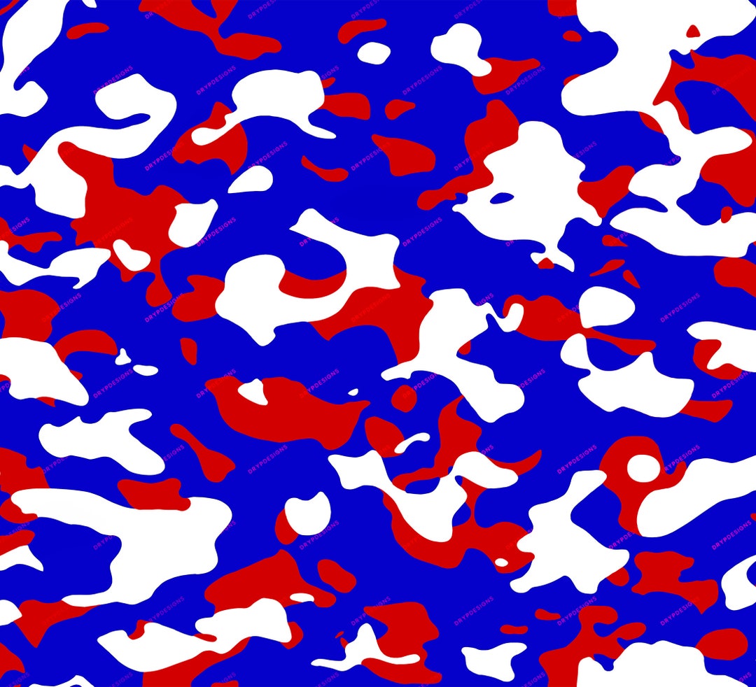 Red White Blue Camo Seamless Background Pattern Military Patriotic