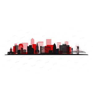 Jacksonville Florida Skyline SVG + PNG Grafik Clipart - Stadtbild Silhouette Vektorform - Sofortige digitale Download-Dateien