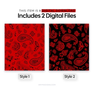Red + Black Bandana Seamless Background Pattern - Classic Bold Paisley ...