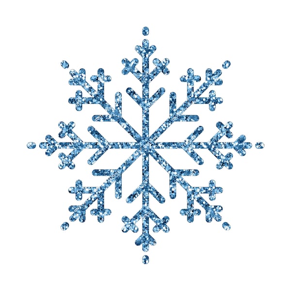 Winter Snowflake PNG - Ice Blue Glitter Snowflake Bundle - Winter Glitter Designs - Transparent PNG Digital Download File