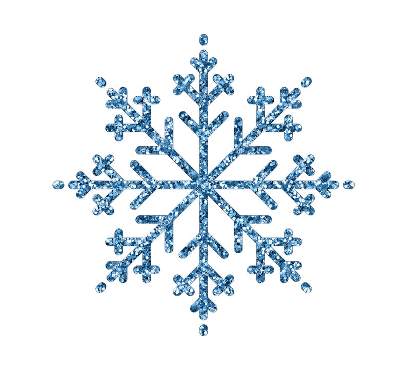 Winter Snowflake PNG Ice Blue Glitter Snowflake Bundle Winter Glitter Designs Transparent PNG Digital Download File image 1