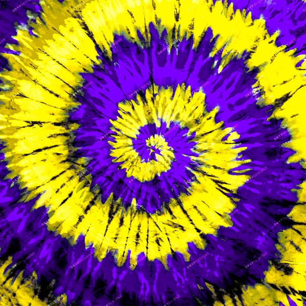 Purple + Golden Yellow Tiedye Swirl Digital Paper Background Texture - Digital Download Files