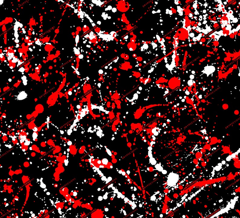 Black White Red Seamless Paint Splatter Background PNG Etsy
