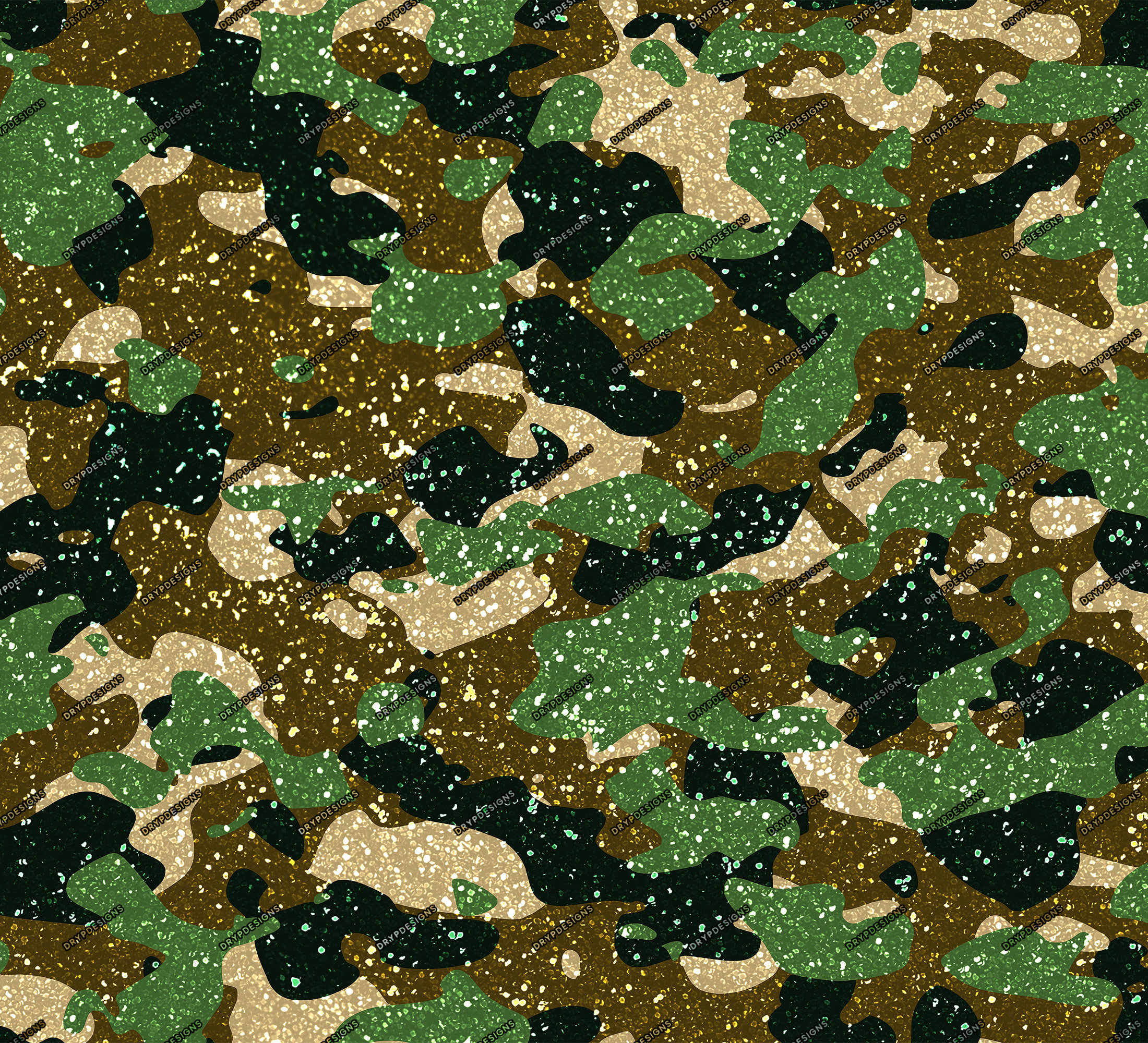 Green + Brown Glitter Camouflage Seamless Digital Background 