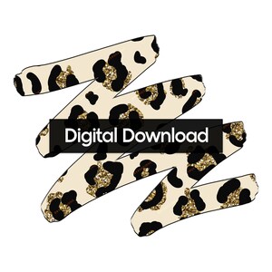 May include: Digital download of a beige and black leopard print with gold glitter accents. The print is in the shape of a zig-zag.