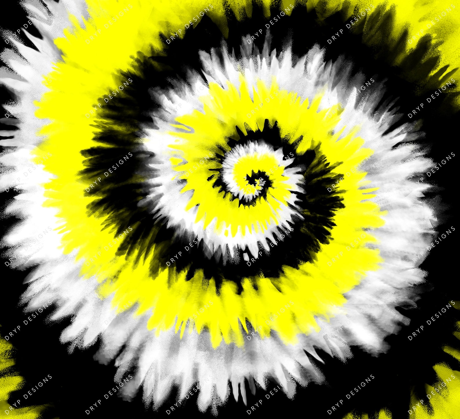 Black White Yellow Tie-dye Swirl Background Pattern | Etsy