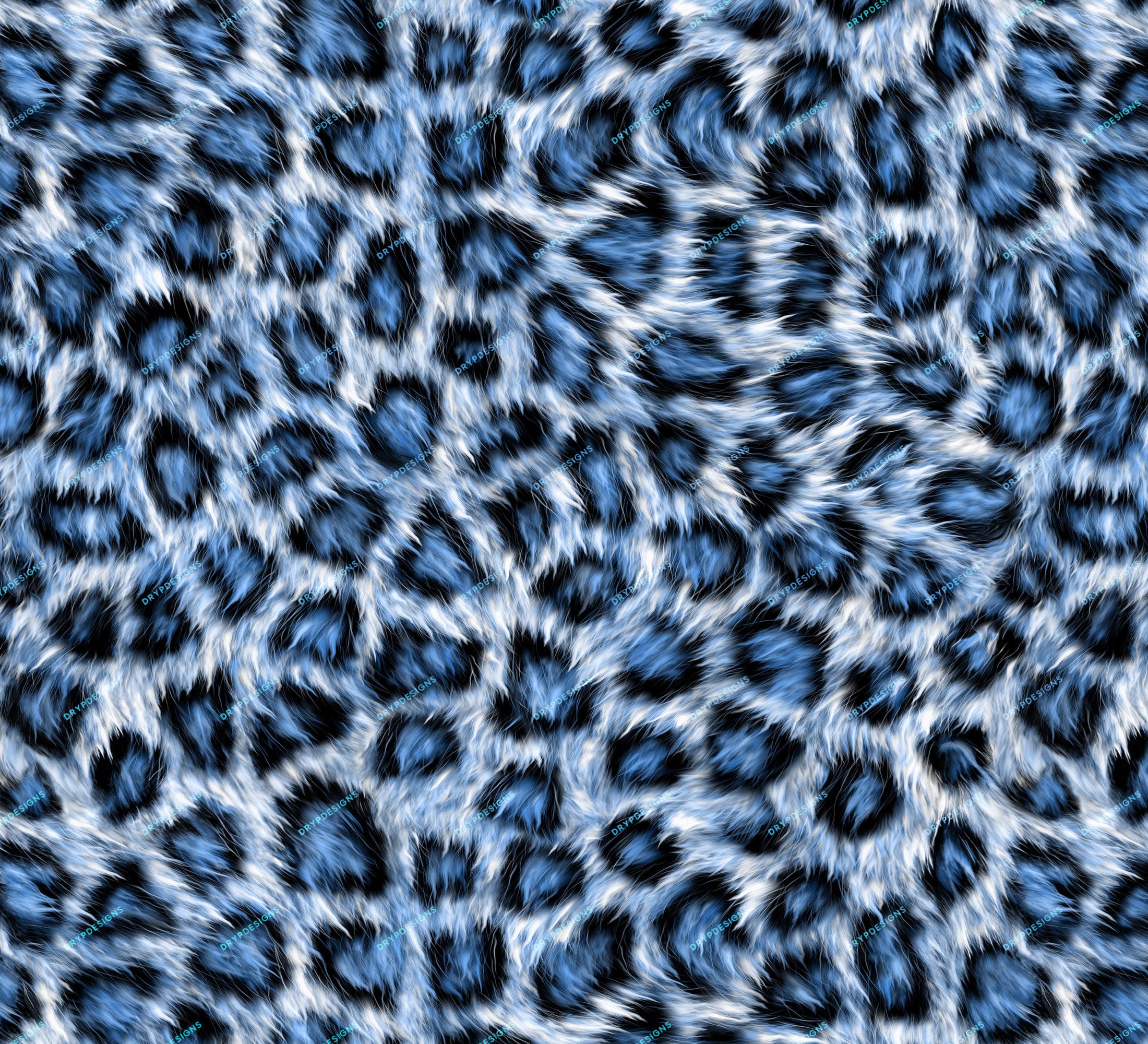 Realistic Blue Leopard Print Seamless Digital Paper
