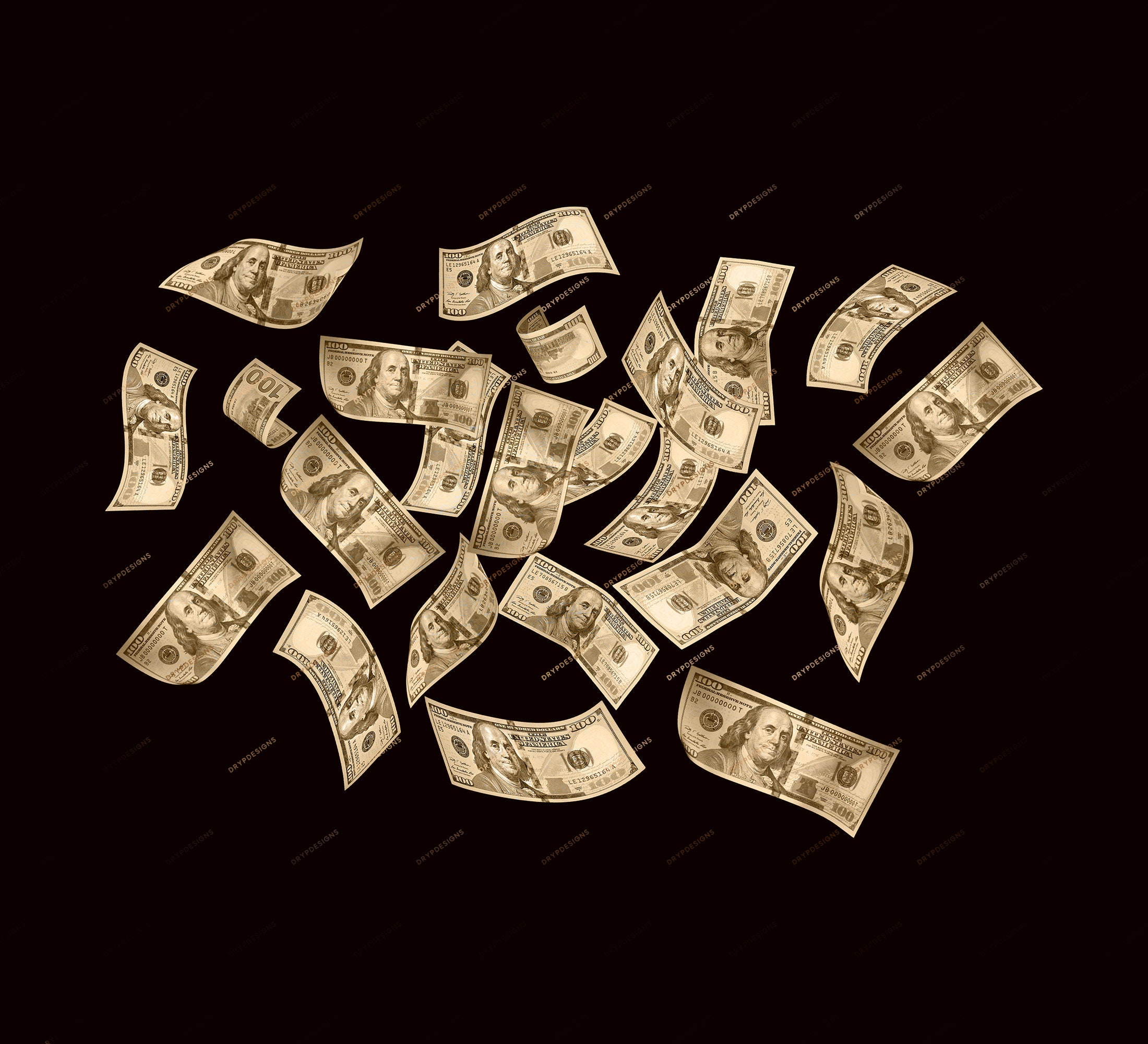 Raining Gold Money 100 Dollar Bills PNG Graphic Overlay - Falling Money ...