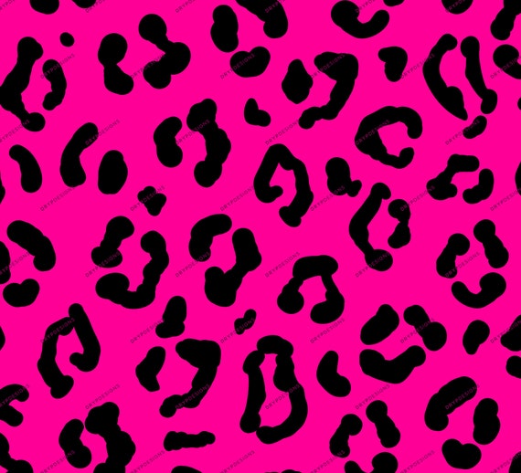 Hot Pink Black Leopard Print Seamless Digital Paper Background