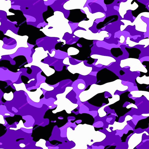 Purple Camo Seamless Background Pattern - Vibrant Purple Camouflage PNG - Digital Download Files