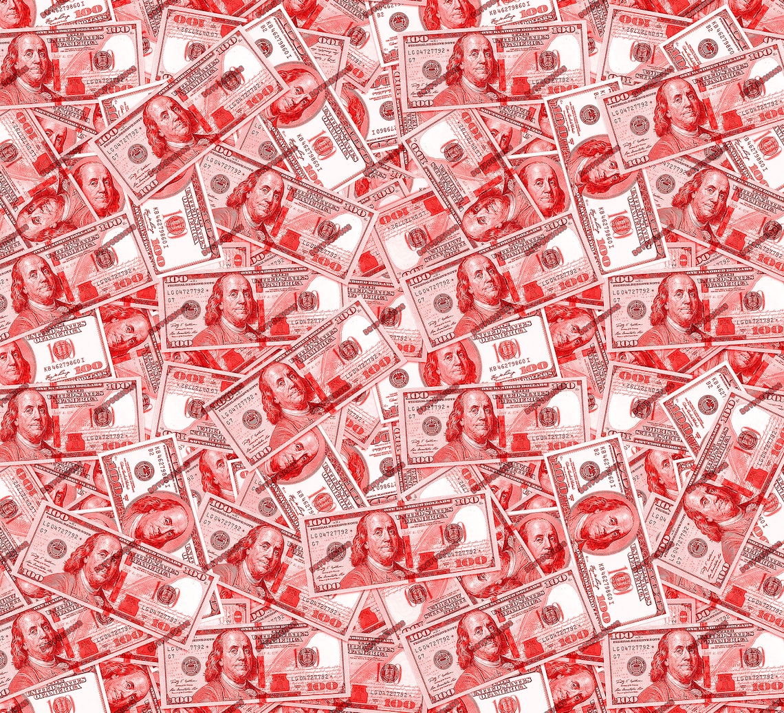 Red 100 Dollar Bills Seamless Money Digital Paper Background Etsy