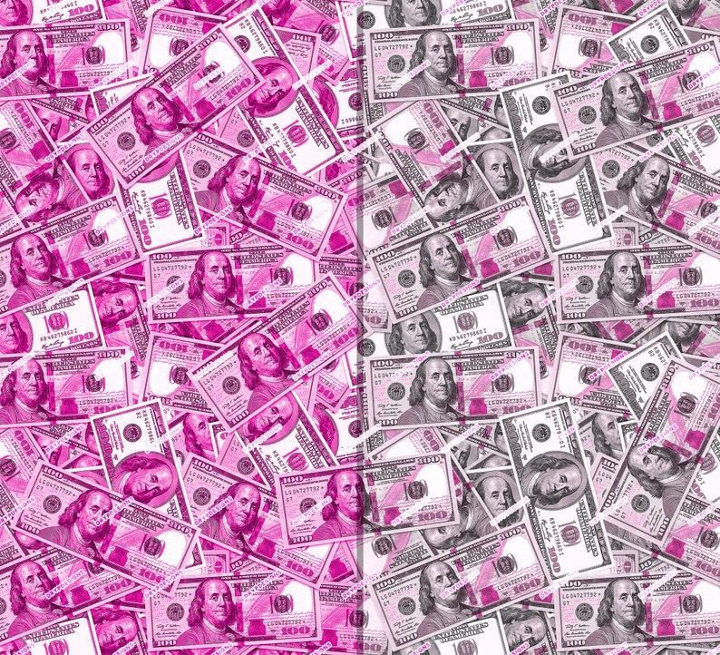Pink Money Background 100 Dollar Bills Seamless Digital Etsy