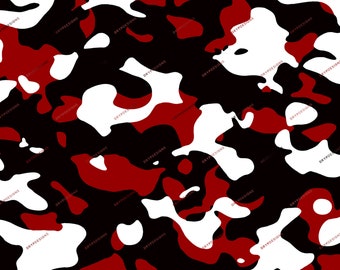 Black White Maroon Camo Seamless Background Pattern Military  Camouflage Digital Paper PNG Digital Download Files