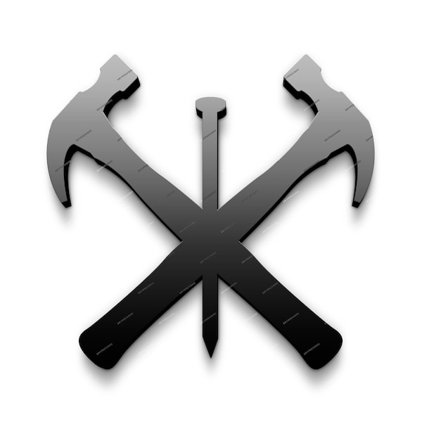 Hammer + Nail X Cross PNG Graphic - Construction Business Logo Design Asset Clipart - Digital Download Files