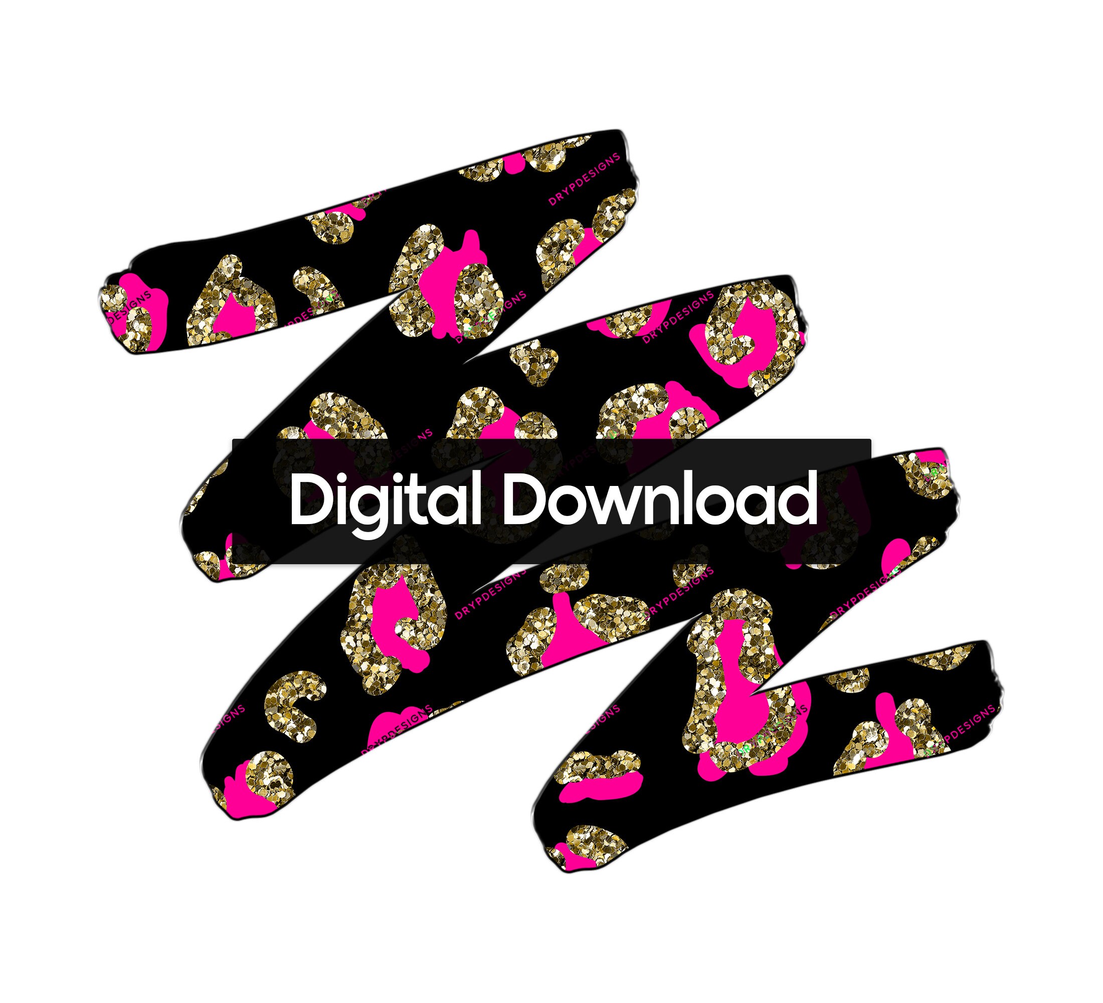 Gold Glitter + Pink Leopard Print PNG Seamless Pattern - Transparent ...