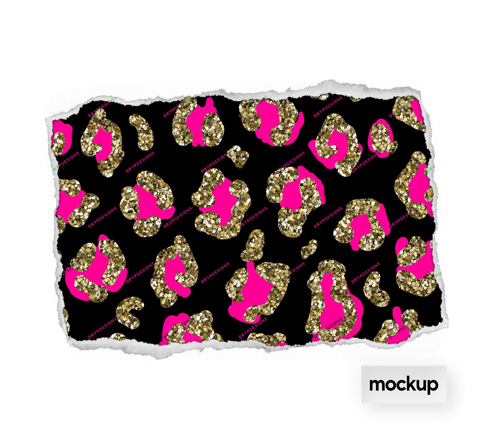 Gold Glitter + Pink Leopard Print PNG Seamless Pattern - Transparent ...