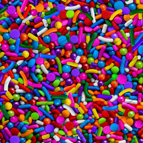 Rainbow Candy Sprinkles Seamless Background Texture - Vibrant Candy Digital Paper - Digital Download Files