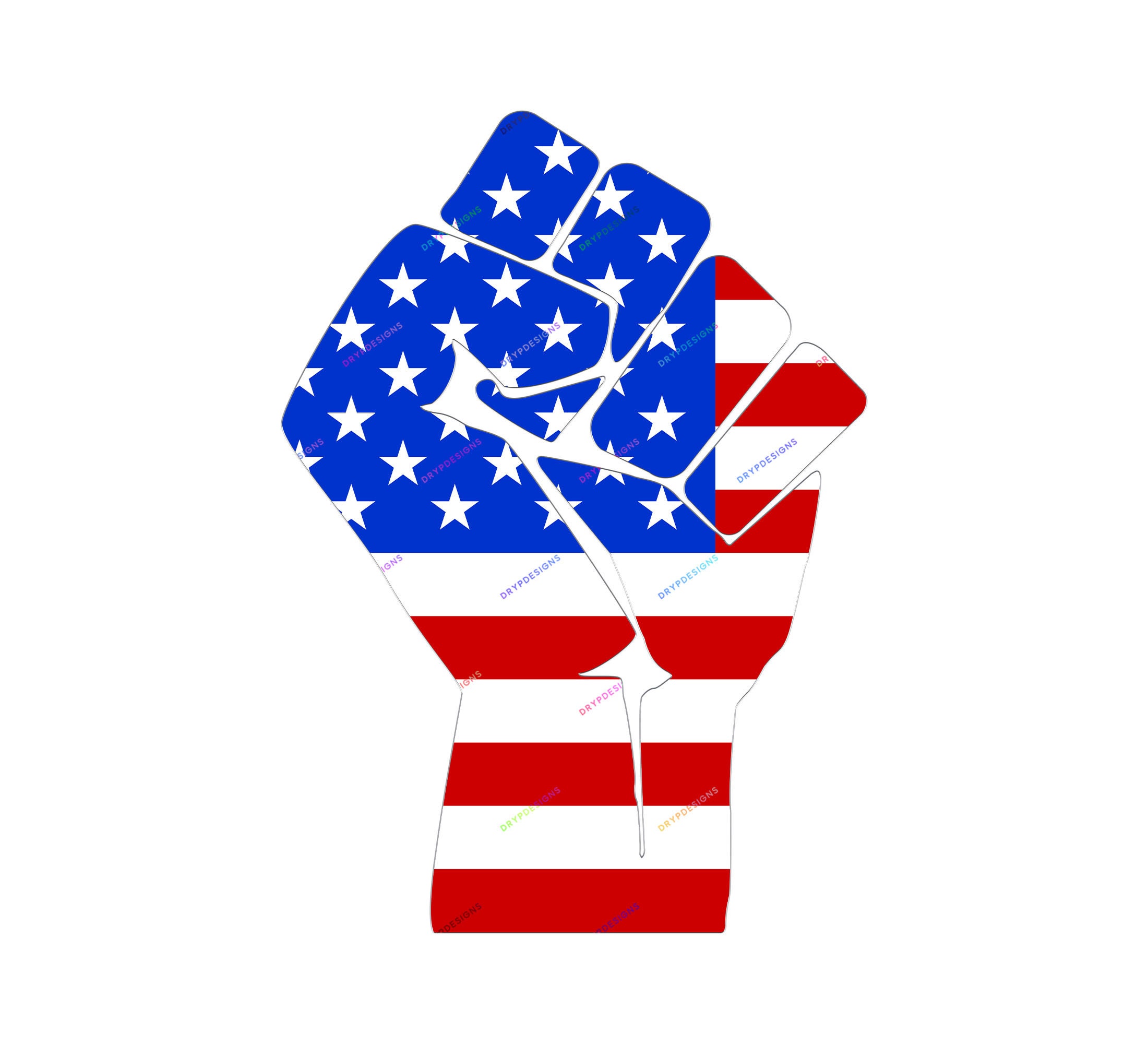 USA Patriot Revolution Fist PNG SVG Graphic American Flag Pattern