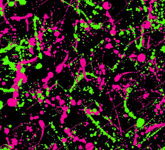 Pink Green Neon Paint Splatter Seamless Digital Paper Etsy